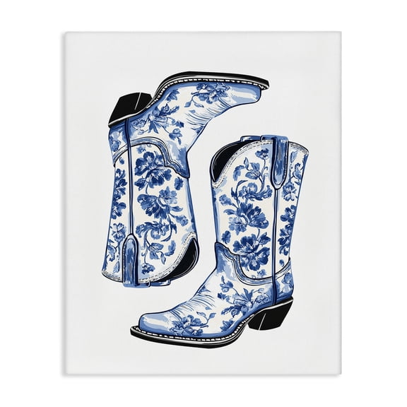 Stupell Industries Elegant Floral Cowgirl Boots Fashion Painting Wrapped Canvas Canvas Art Print Wall Art, 30 x 40