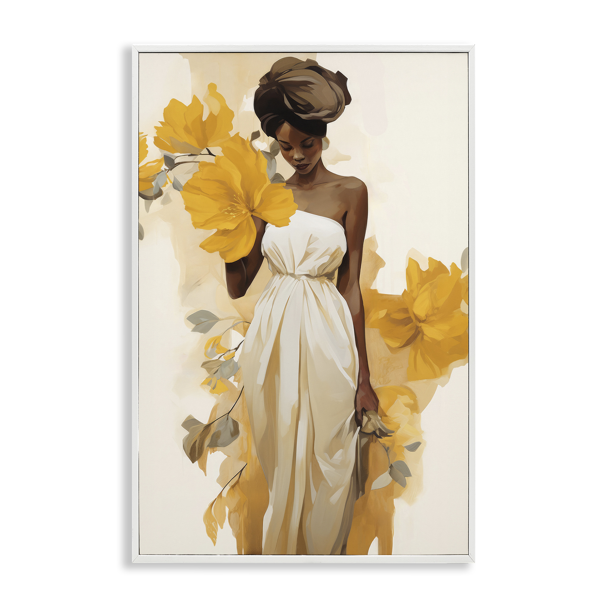 Stupell Industries Elegant Floral Woman People Painting White Framed Art Print Wall Art, 16 x 24