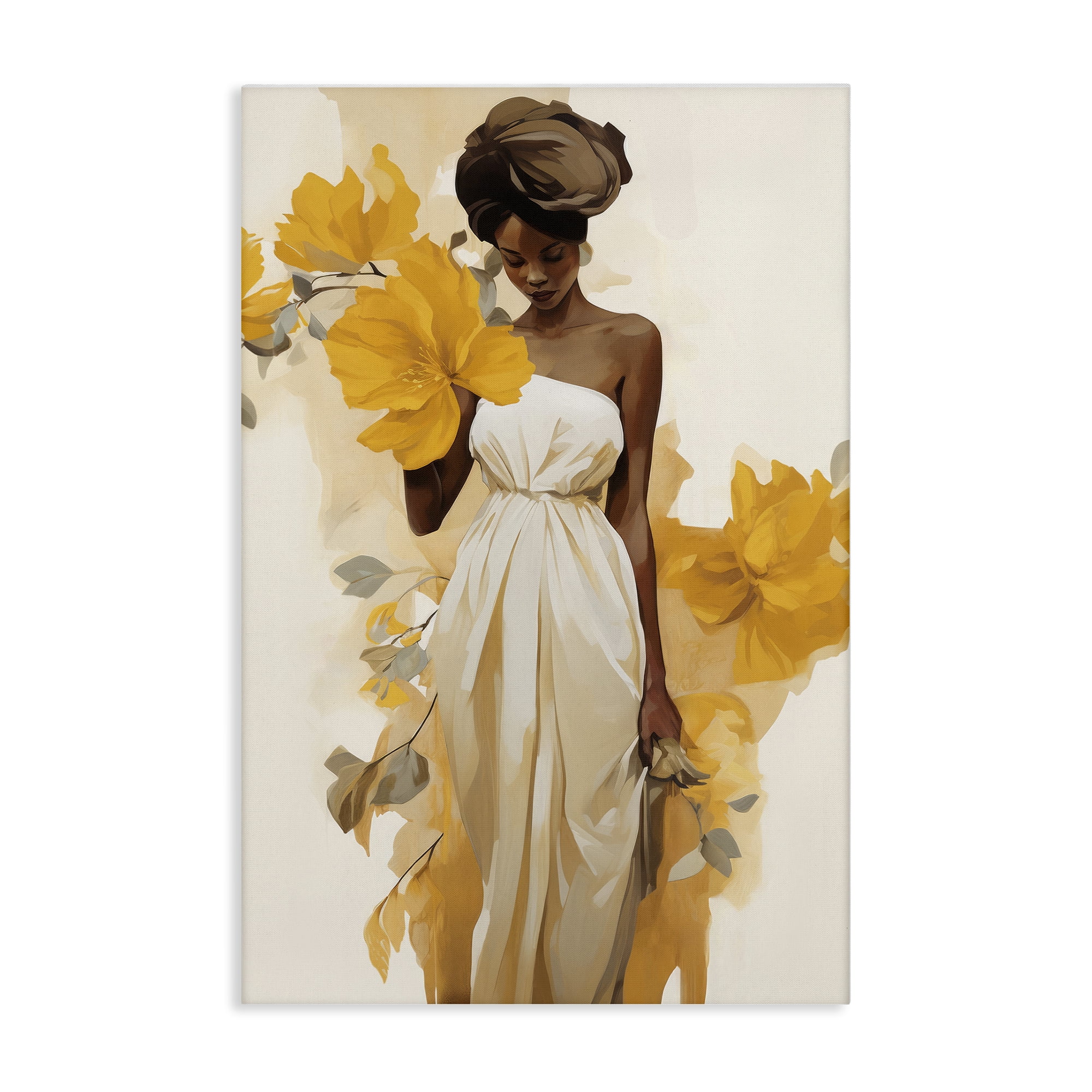 Stupell Industries Elegant Floral Woman People Painting Wrapped Canvas Art Print Wall Art, 16 x 24