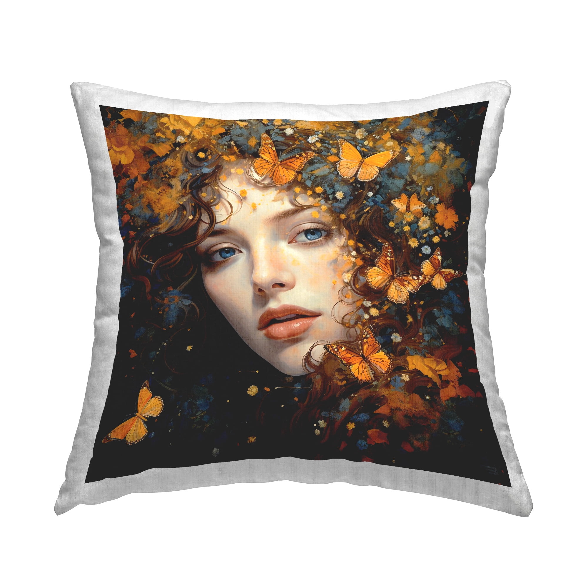 Stupell Industries Elegant Girl & Butterflies Decorative Printed Throw Pillow Design by RB