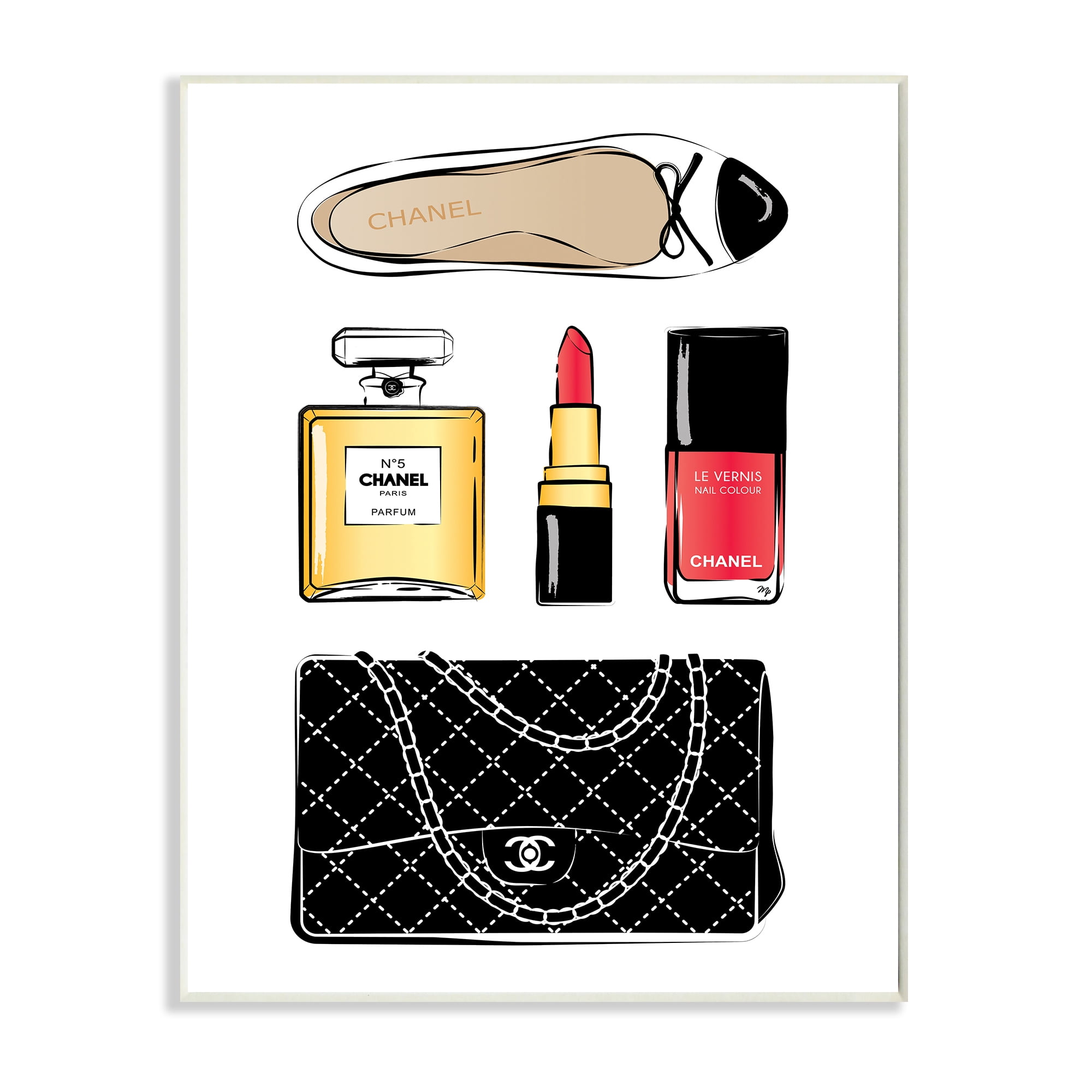 Stupell Industries Elegant Glam Fashion Accessories Red Cosmetic Beauty & Fashion Painting Wall Plaque Art Print Wall Art, 10 x 15