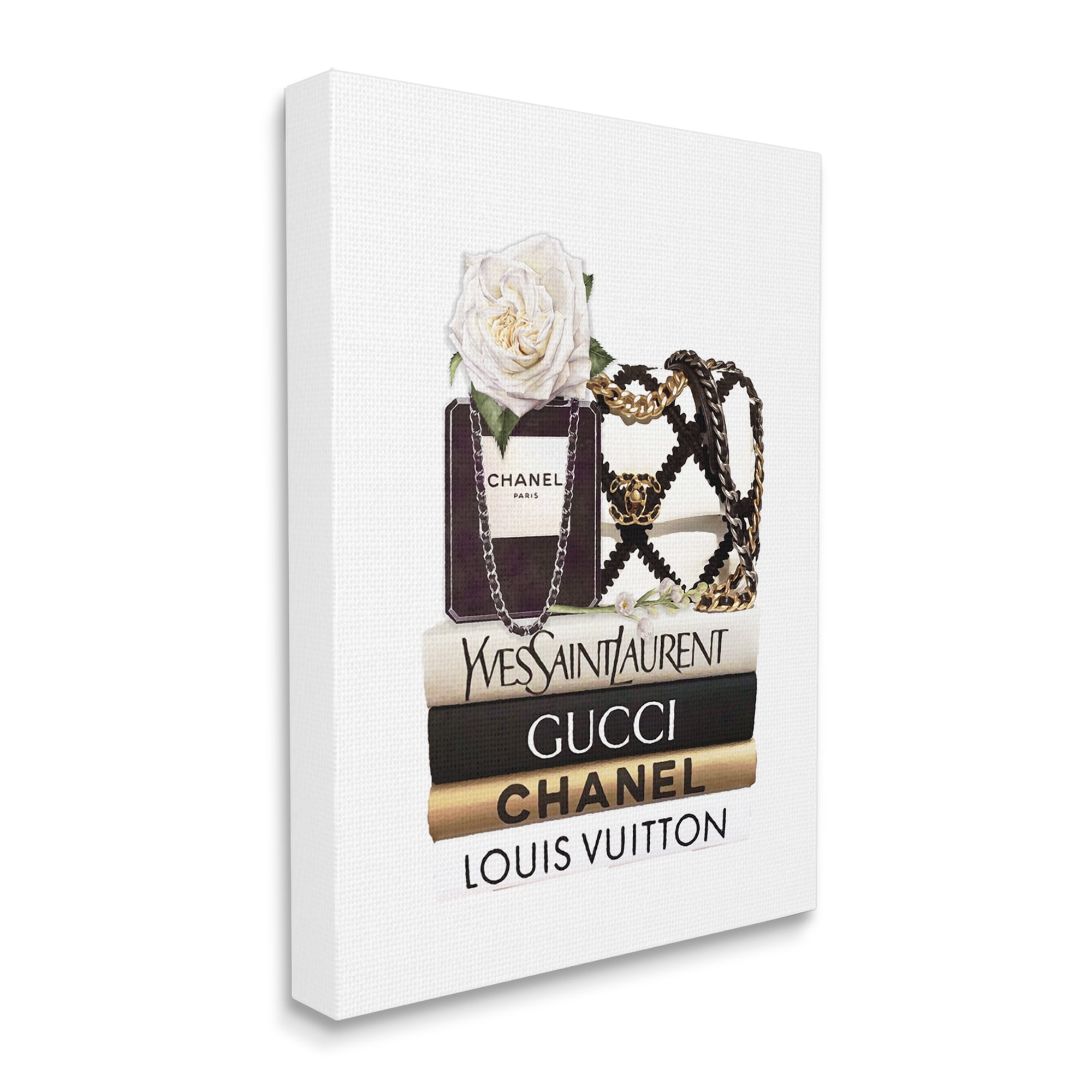 Stupell Industries Elegant Glam Fashion Floral Bag on Bookstack, 24 x 30, Designed by Ros Ruseva