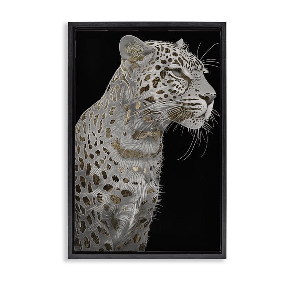 Stupell Industries Elegant Glam Leopard Spots Animals Painting Black Floater Framed Canvas Art Print Wall Art, 17 x 25