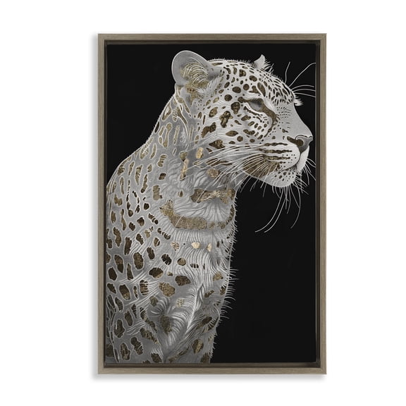 Stupell Industries Elegant Glam Leopard Spots Animals Painting Brown Floater Framed Canvas Art Print Wall Art, 17 x 25