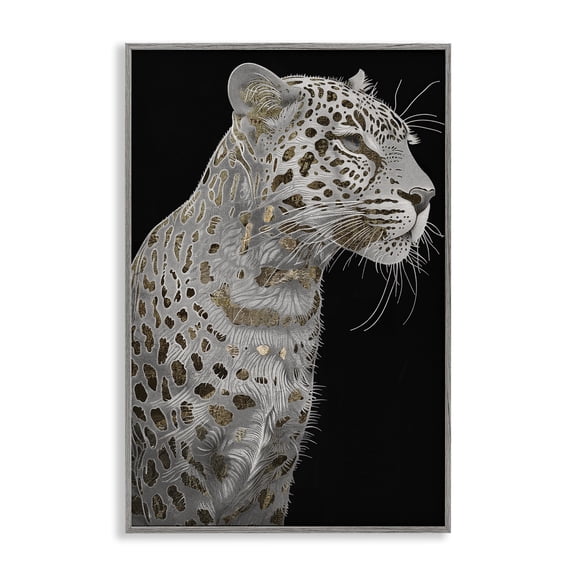 Stupell Industries Elegant Glam Leopard Spots Animals Painting Gray Framed Art Print Wall Art, 20 x 30
