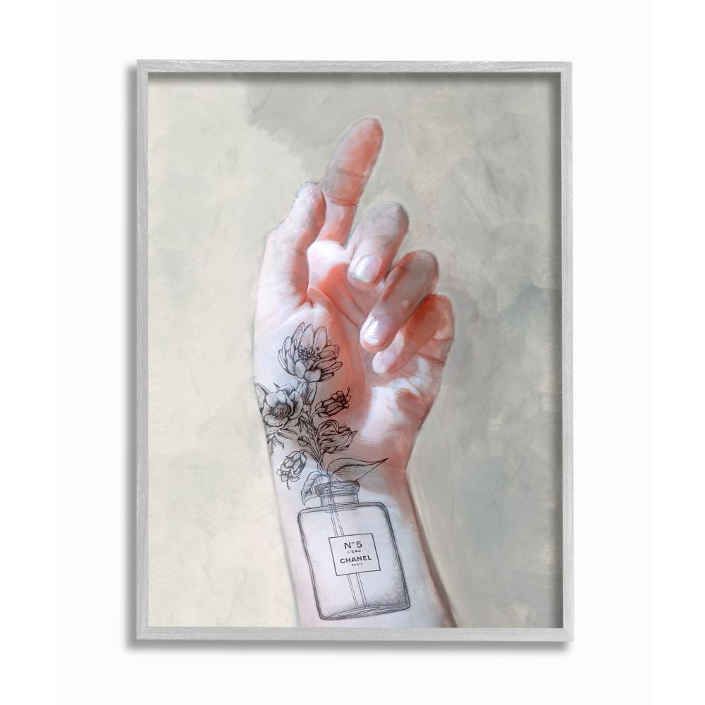 Stupell Industries Elegant Hand Pose with Floral Glam Tattoo Designed by Ziwei Li
