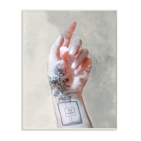 Stupell Industries Elegant Hand Pose with Floral Glam Tattoo Designed by Ziwei Li