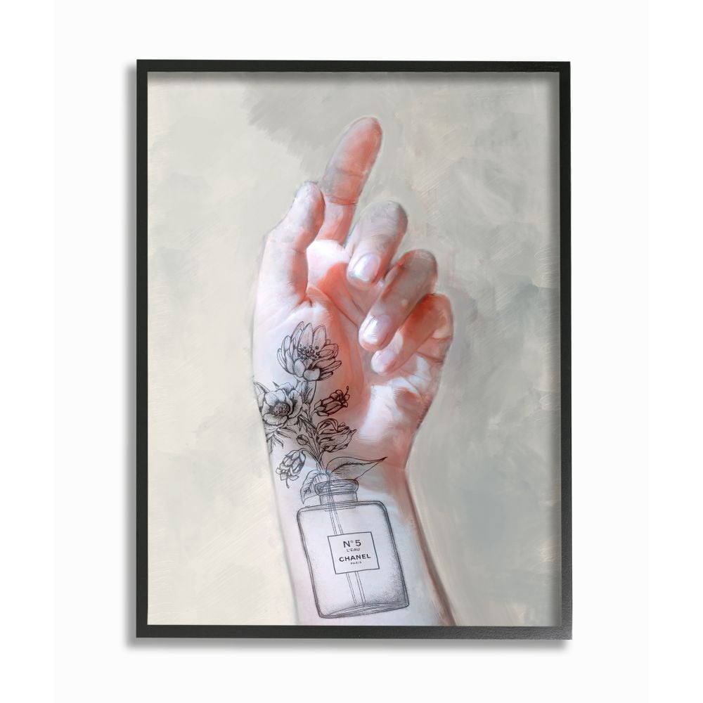Stupell Industries Elegant Hand Pose with Floral Glam Tattoo Designed by Ziwei Li