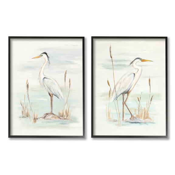 Stupell Industries Elegant Heron Birds Cattails Plants In Water Painting , 16 x 20, Design by Patricia Pinto