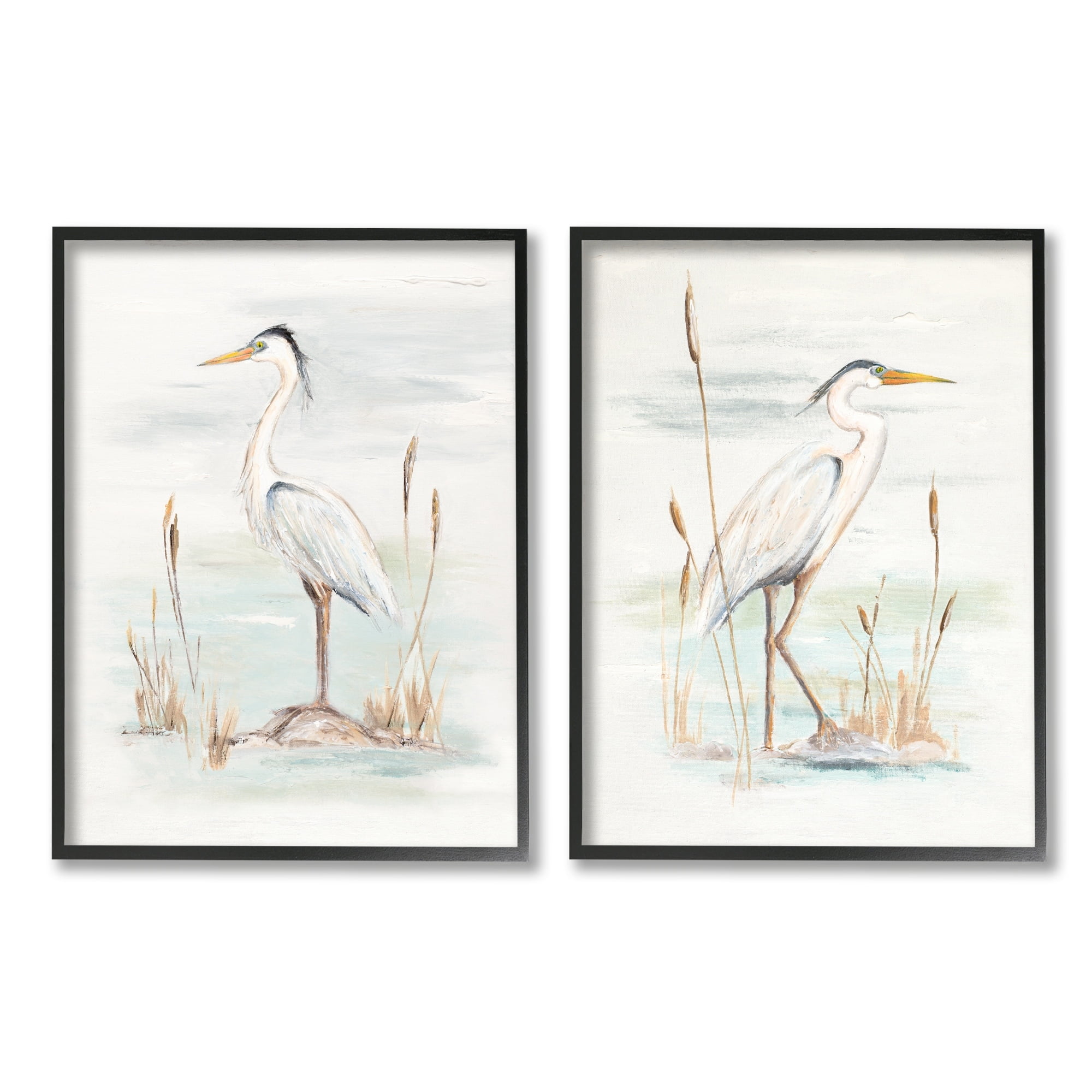 Stupell Industries Elegant Heron Birds Cattails Plants In Water Painting , 24 x 30, Design by Patricia Pinto