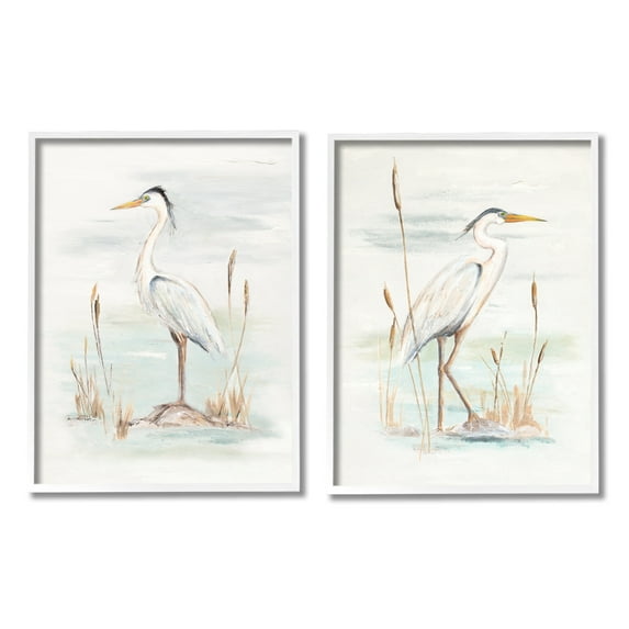 Stupell Industries Elegant Heron Birds Cattails Plants In Water Painting , 24 x 30, Design by Patricia Pinto