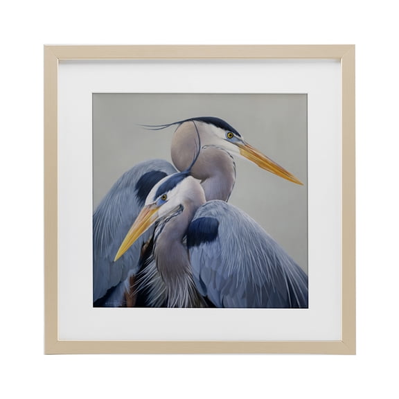 Stupell Industries Coastal Elegant Heron Twins Birch Framed Print Under Glass, 16 x 16, by James Corwin