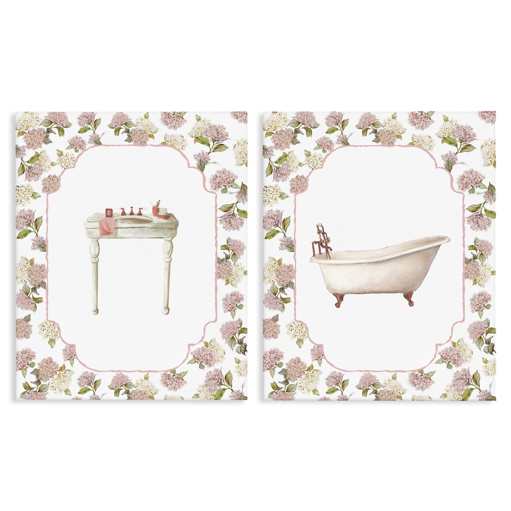 Stupell Industries Elegant Hydrangeas Bathroom 2 Piece Canvas Wall Art Set, design by Carol Robinson