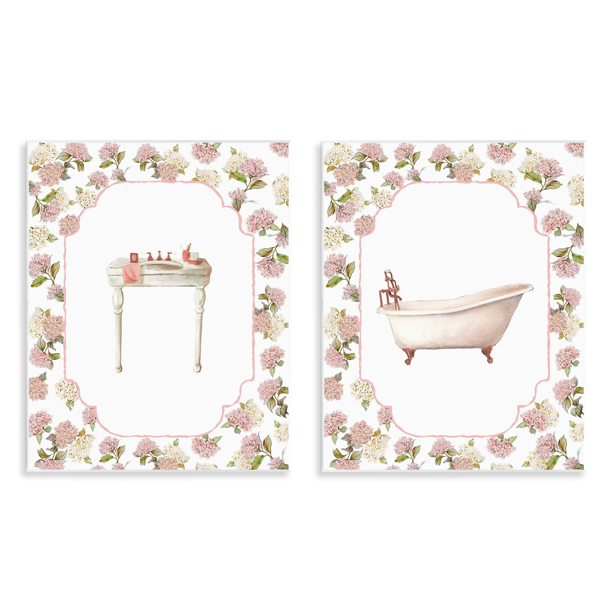 Stupell Industries Elegant Hydrangeas Bathroom 2 Piece Wall Plaque Art Set, design by Carol Robinson