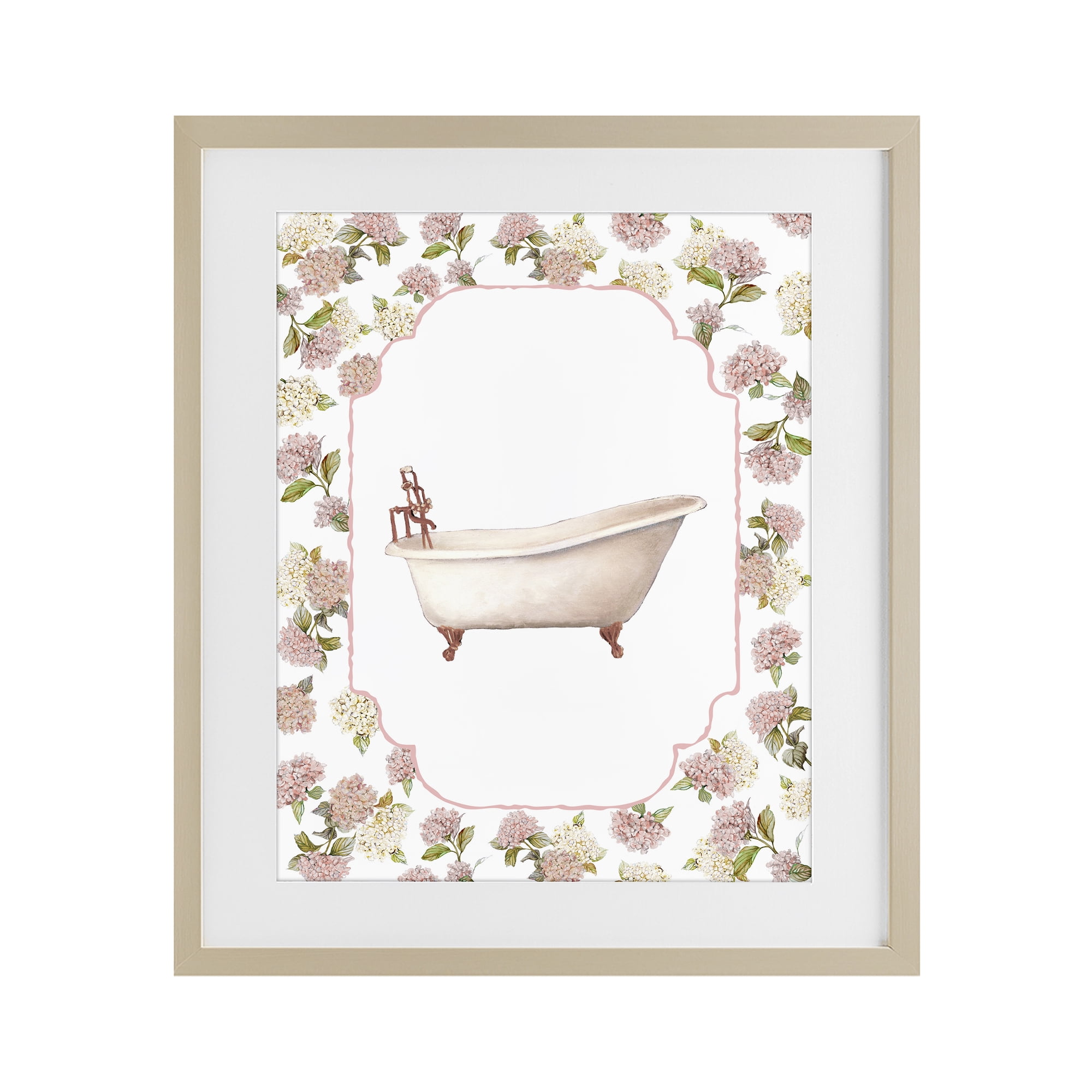 Stupell Industries Elegant Hydrangeas Bathtub Birch Framed Print Under Glass, design by Carol Robinson