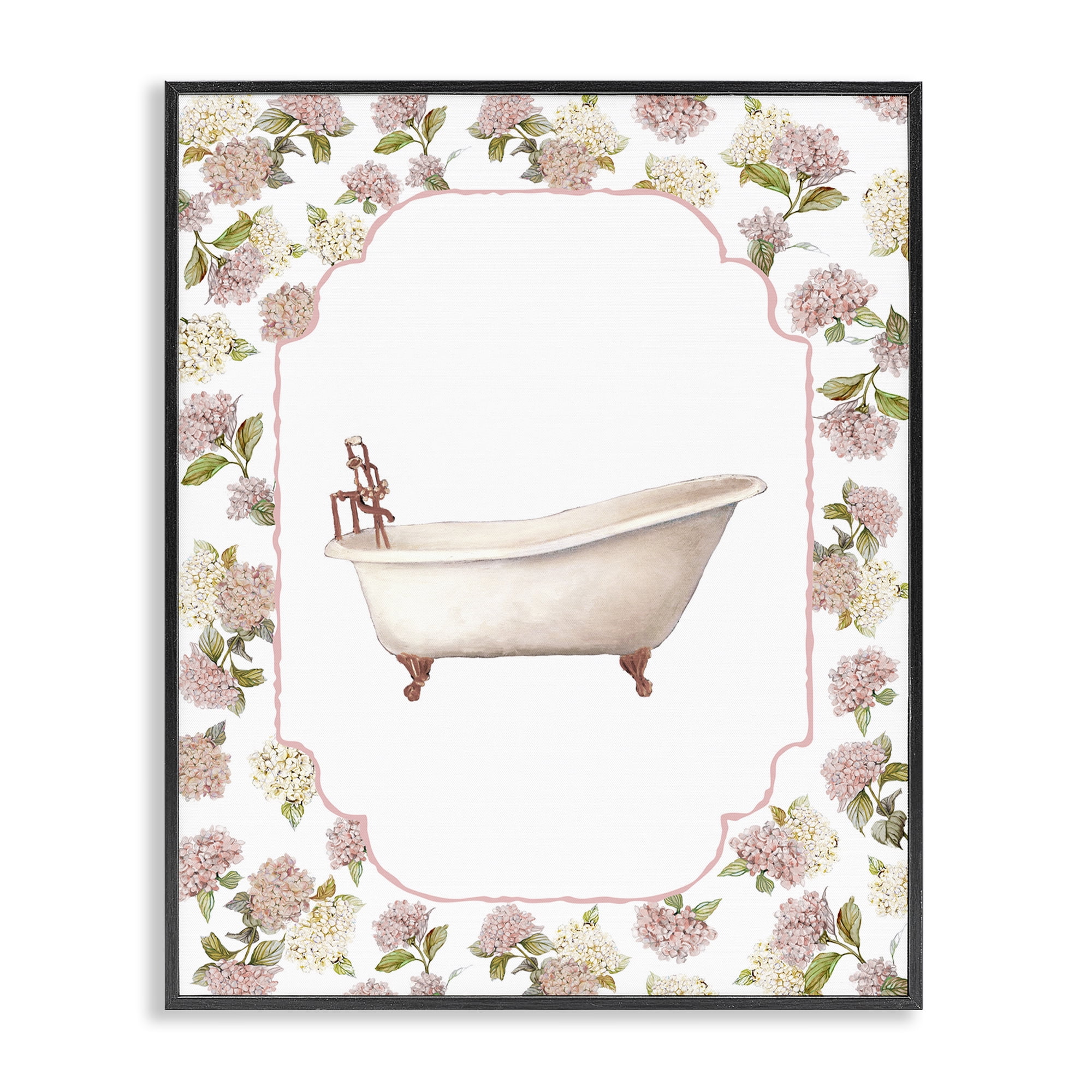 Stupell Industries Elegant Hydrangeas Bathtub Black Framed Giclee Art, design by Carol Robinson