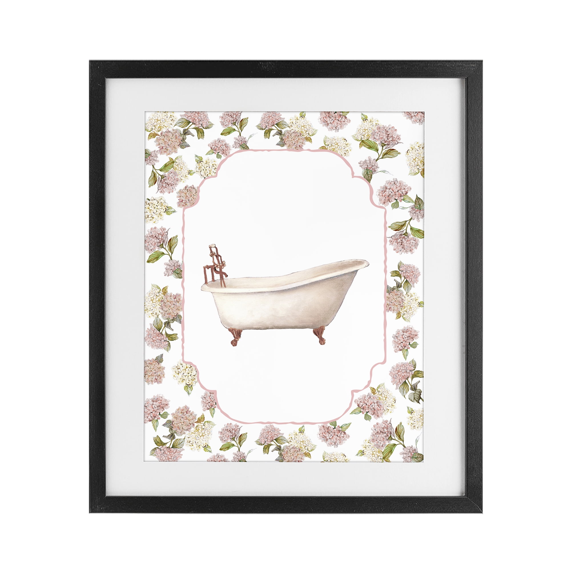Stupell Industries Elegant Hydrangeas Bathtub Black Framed Print Under Glass, design by Carol Robinson