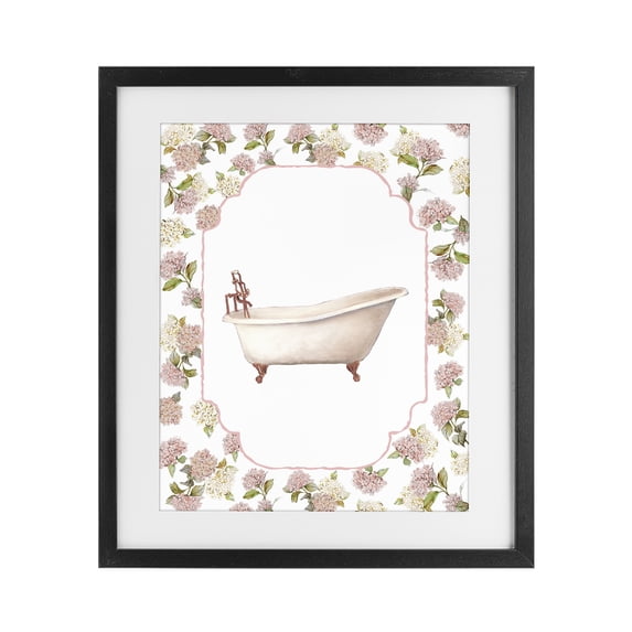 Stupell Industries French Country Elegant Hydrangeas Bathtub Black Framed Print Under Glass, 13 x 16, by Carol Robinson