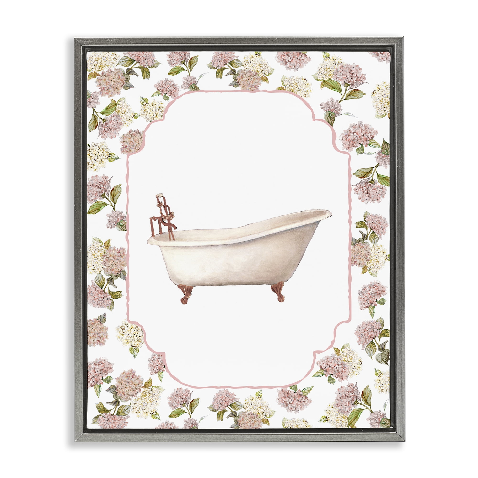 Stupell Industries Elegant Hydrangeas Bathtub Gray Framed Floater Canvas Wall Art, design by Carol Robinson