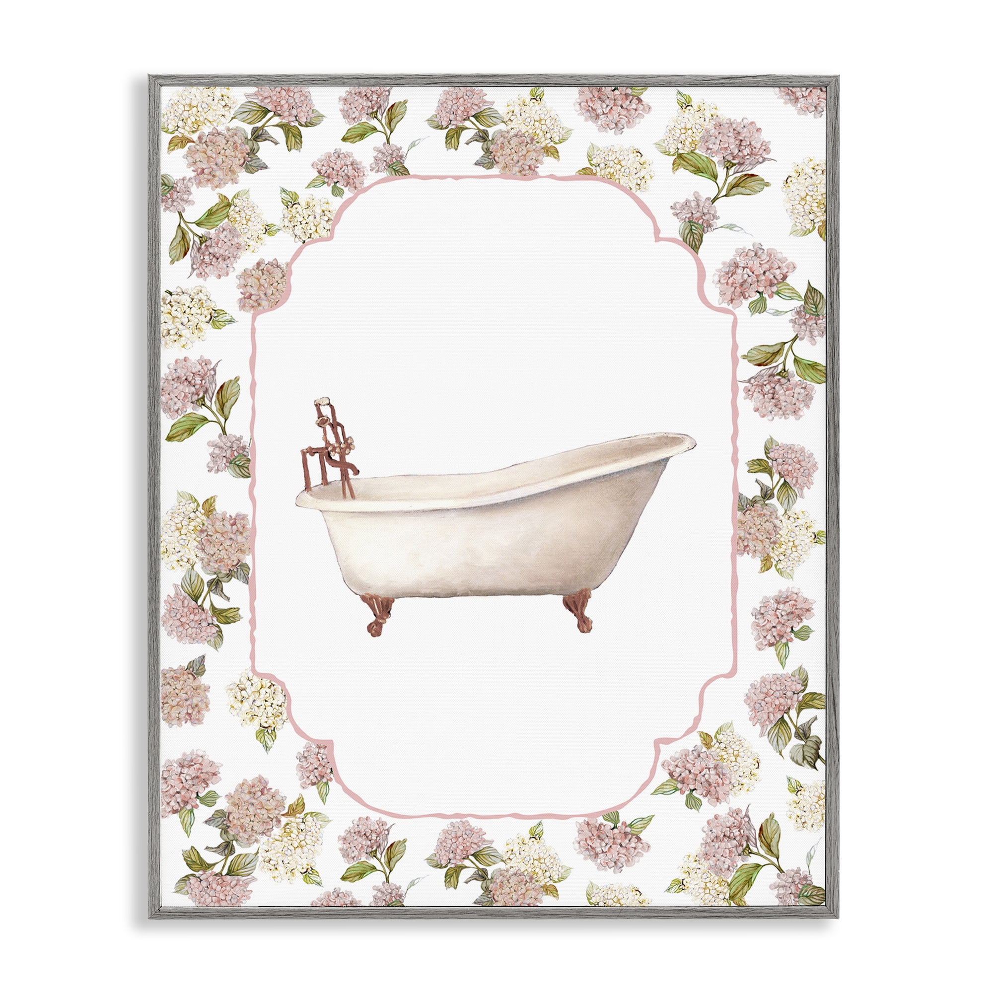Stupell Industries Elegant Hydrangeas Bathtub Gray Framed Giclee Art, design by Carol Robinson