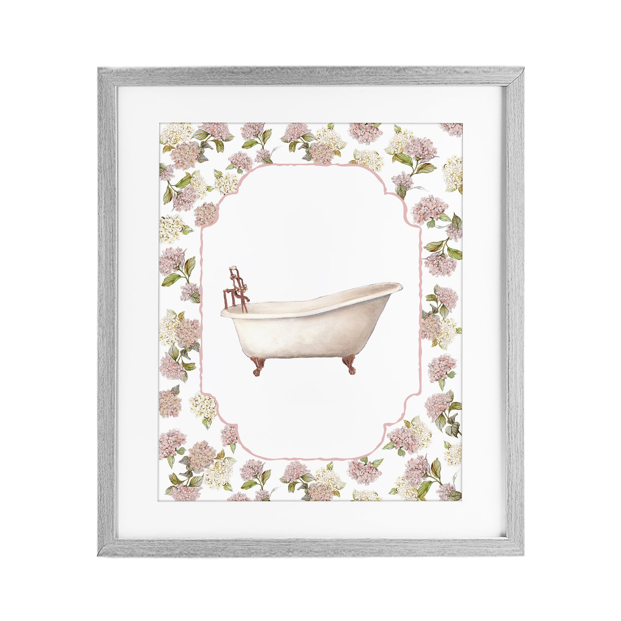Stupell Industries Elegant Hydrangeas Bathtub Gray Framed Print Under Glass, design by Carol Robinson