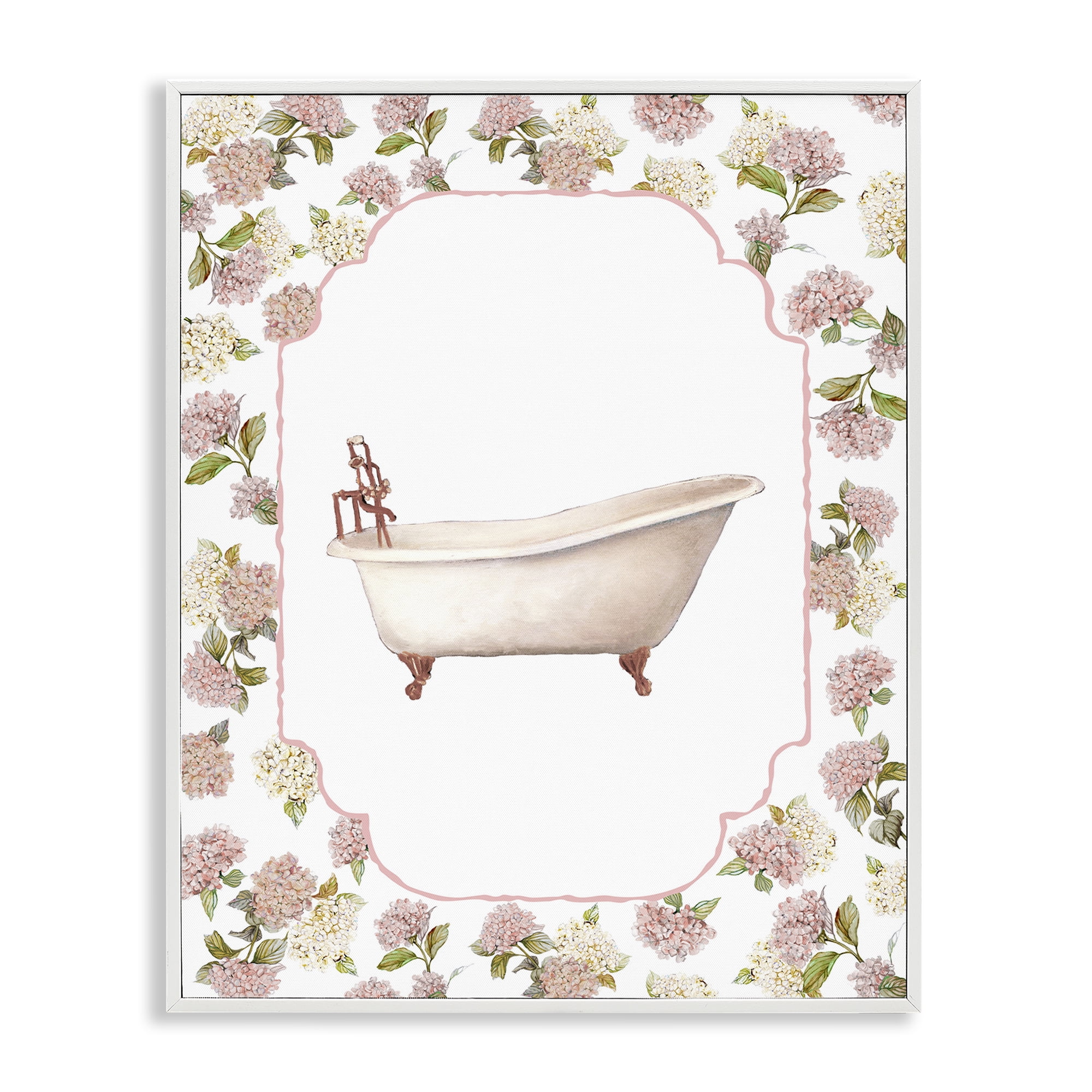 Stupell Industries Elegant Hydrangeas Bathtub White Framed Giclee Art, design by Carol Robinson