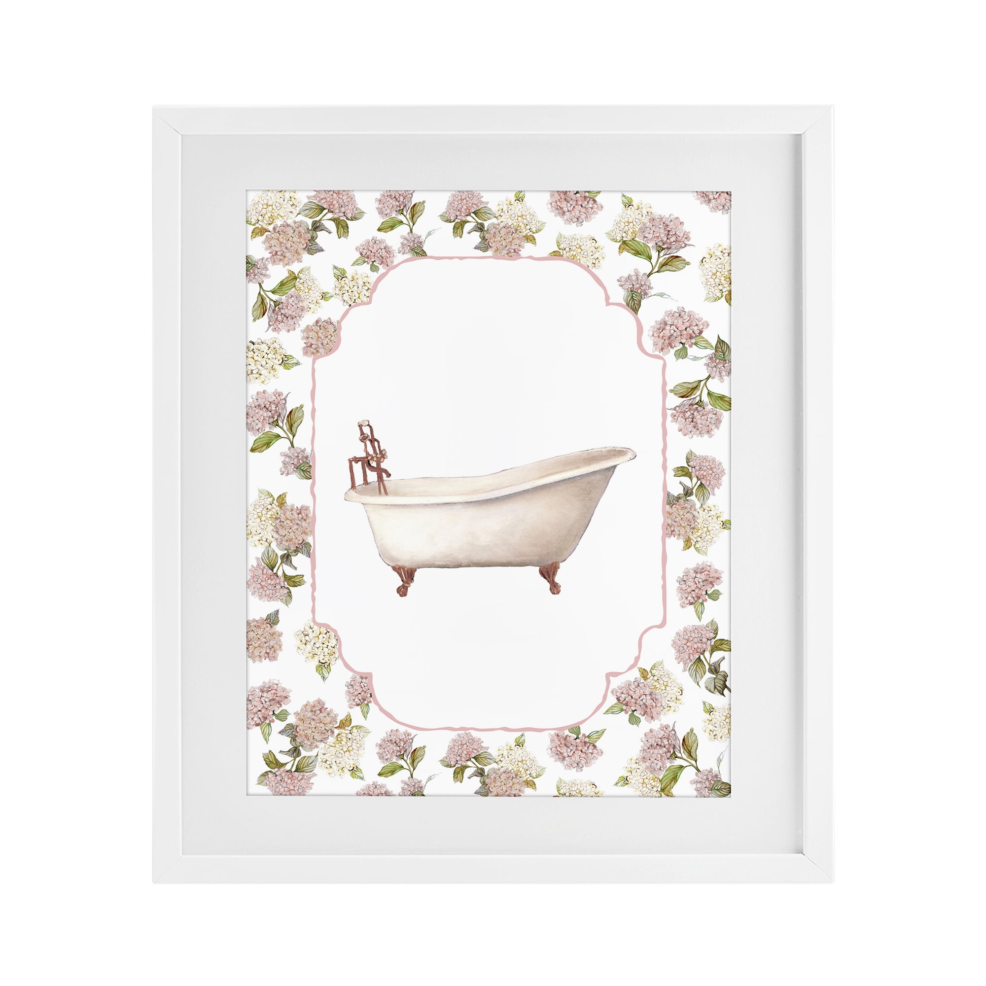 Stupell Industries Elegant Hydrangeas Bathtub White Framed Print Under Glass, design by Carol Robinson