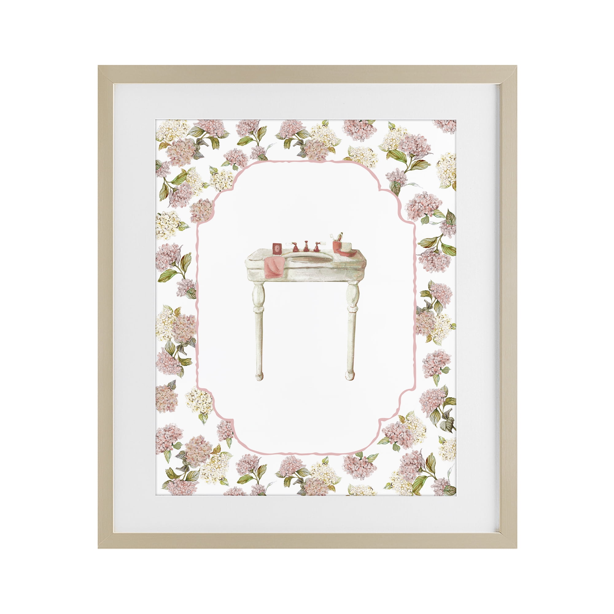 Stupell Industries Elegant Hydrangeas Vanity Birch Framed Print Under Glass, design by Carol Robinson