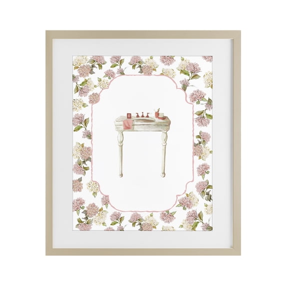 Stupell Industries French Country Elegant Hydrangeas Vanity Birch Framed Print Under Glass, 13 x 16, by Carol Robinson