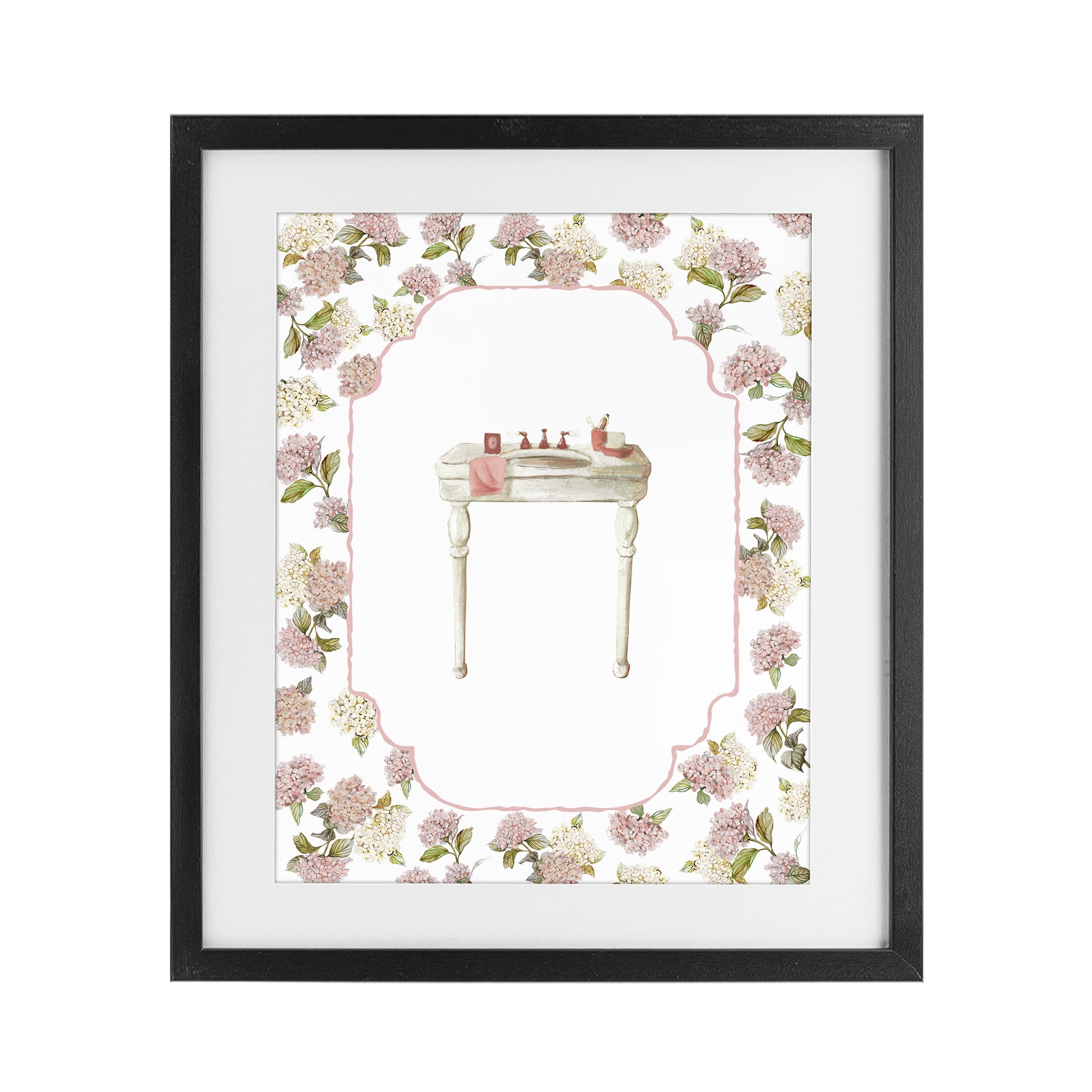 Stupell Industries Elegant Hydrangeas Vanity Black Framed Print Under Glass, design by Carol Robinson
