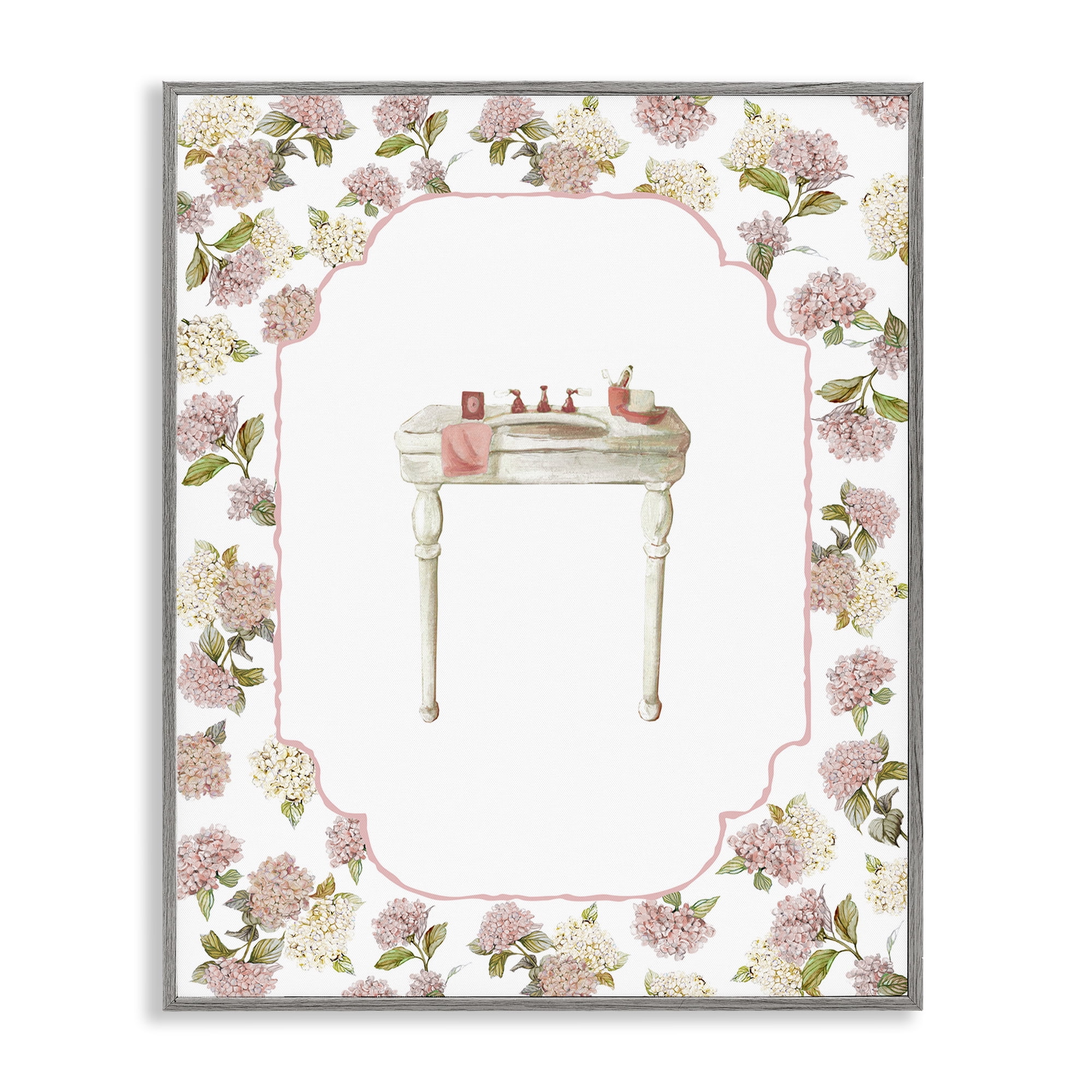 Stupell Industries Elegant Hydrangeas Vanity Gray Framed Giclee Art, design by Carol Robinson