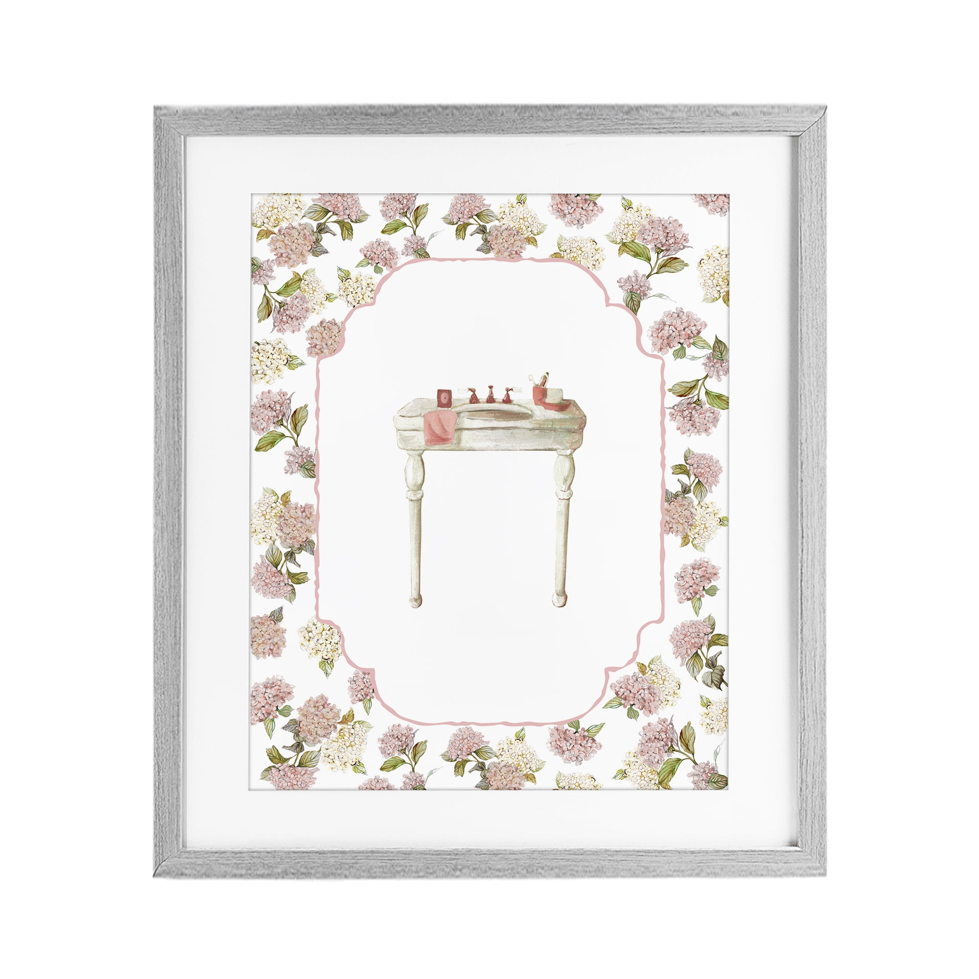 Stupell Industries Elegant Hydrangeas Vanity Gray Framed Print Under Glass, design by Carol Robinson