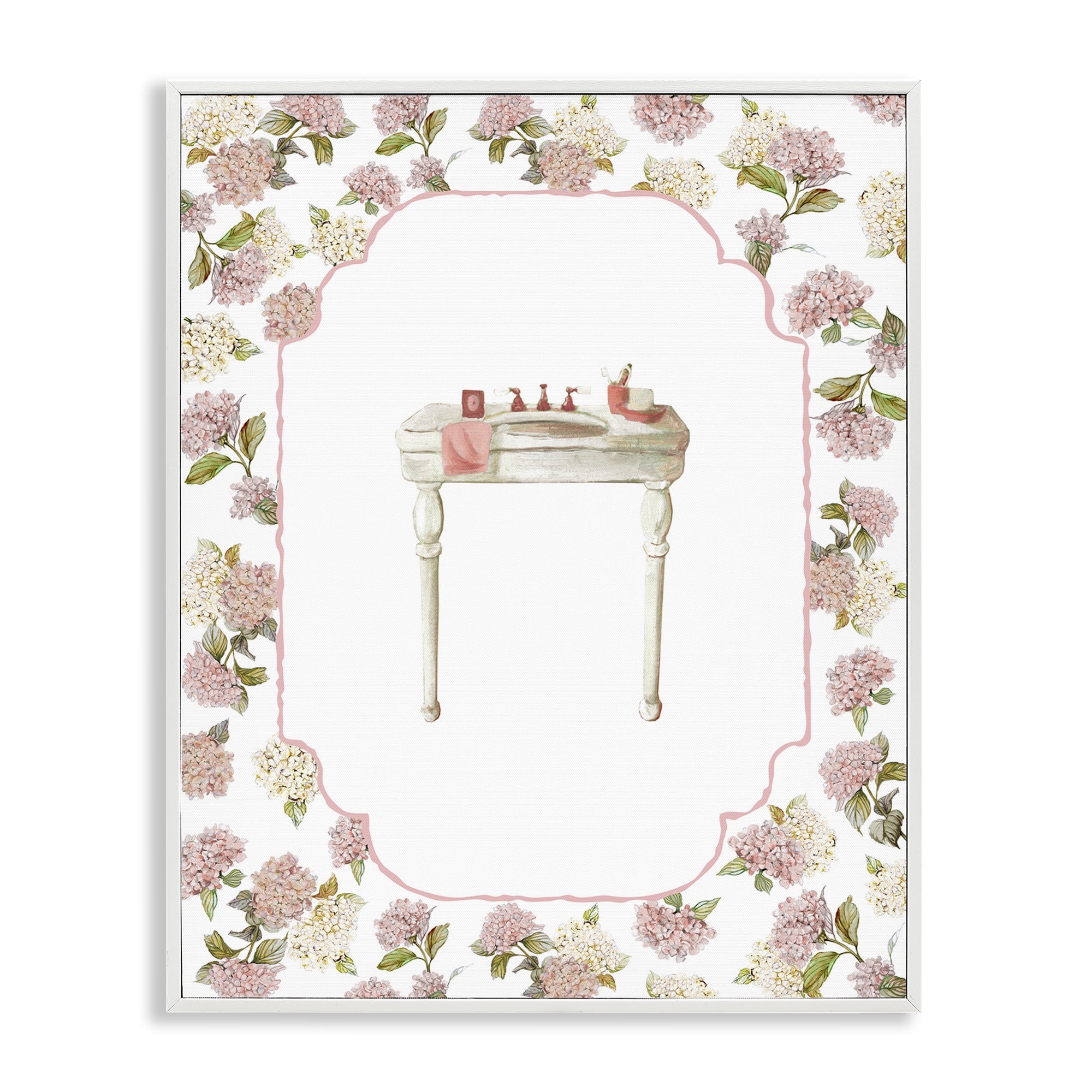 Stupell Industries Elegant Hydrangeas Vanity White Framed Giclee Art, design by Carol Robinson