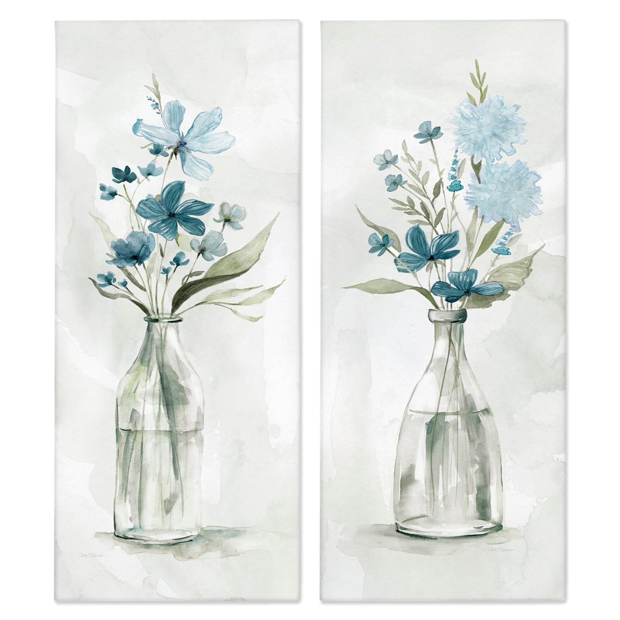 Stupell Industries Elegant Indigo Lilac Flower Jars Soft Light Watercolor,10 x 24, Design by Carol Robinson