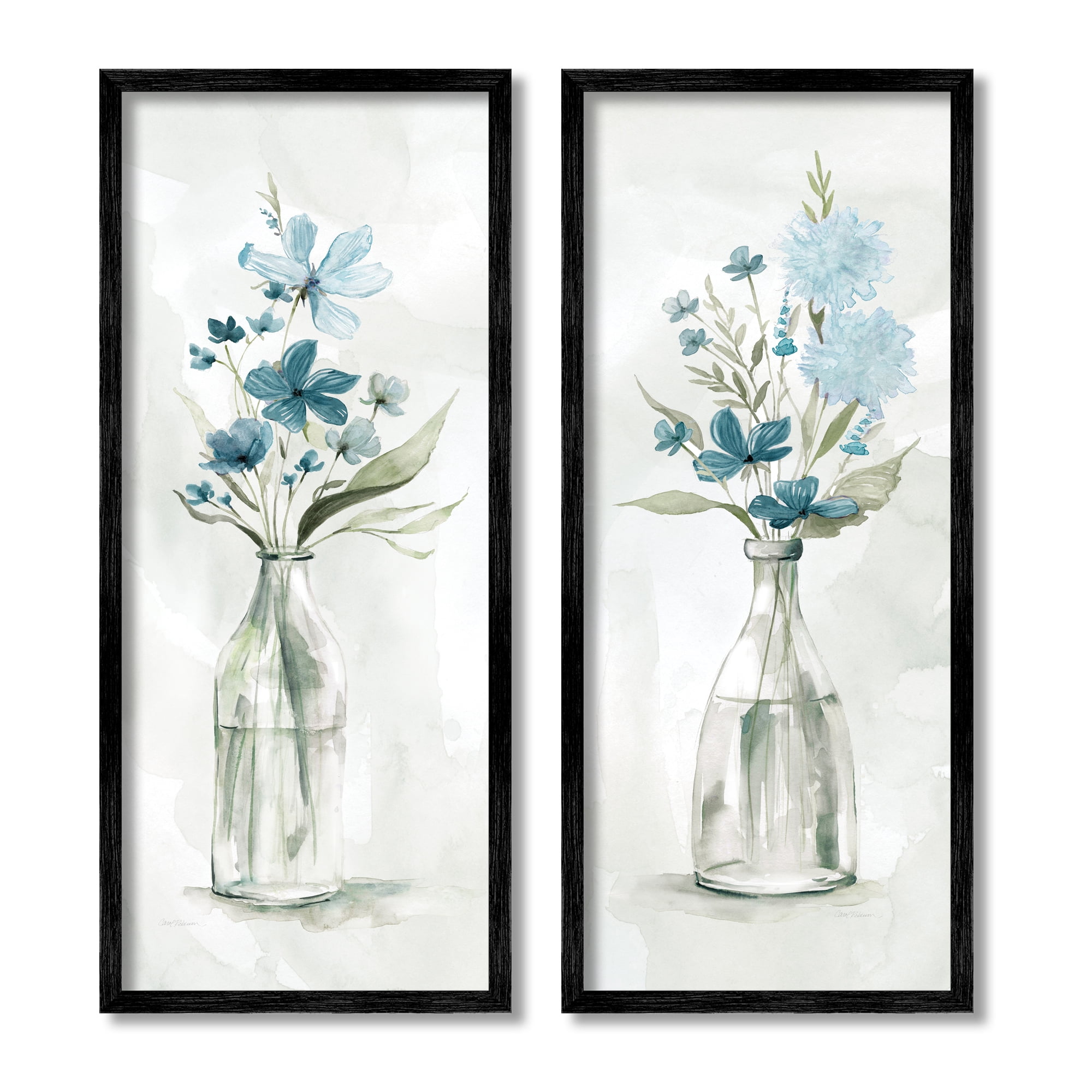 Stupell Industries Elegant Indigo Lilac Flower Jars Soft Light Watercolor,13 x 30, Design by Carol Robinson