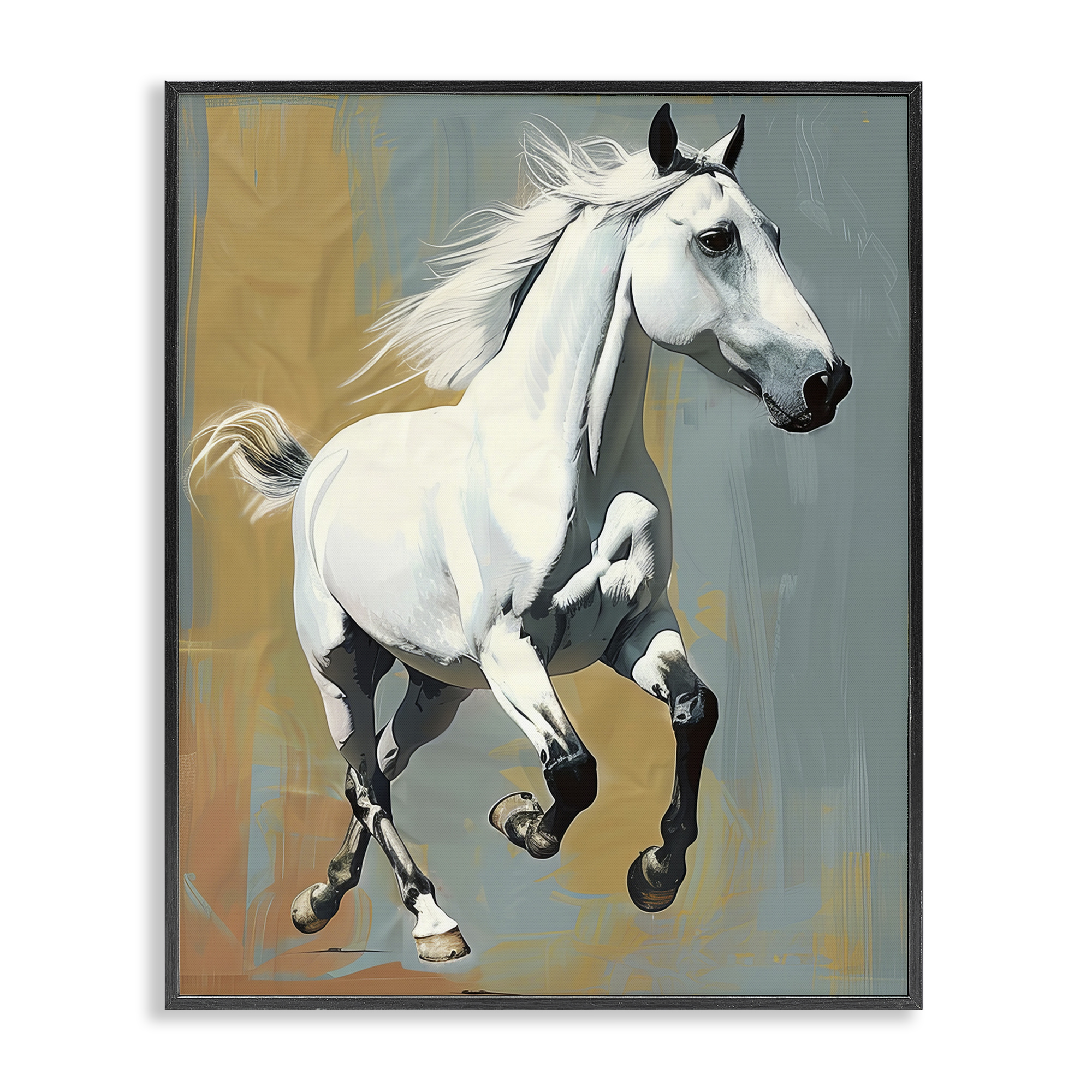 Stupell Industries Elegant Jumping Horse Animals Painting Black Framed Art Print Wall Art, 24 x 30