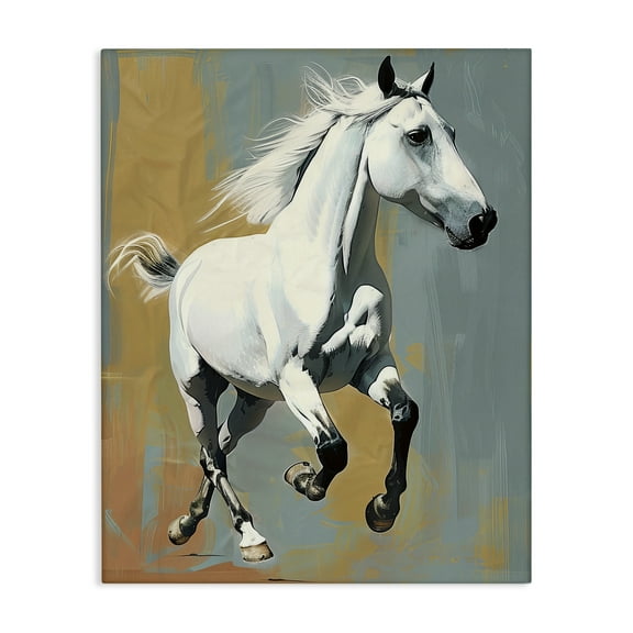 Stupell Industries Elegant Jumping Horse Animals Painting Wrapped Canvas Art Print Wall Art, 16 x 20