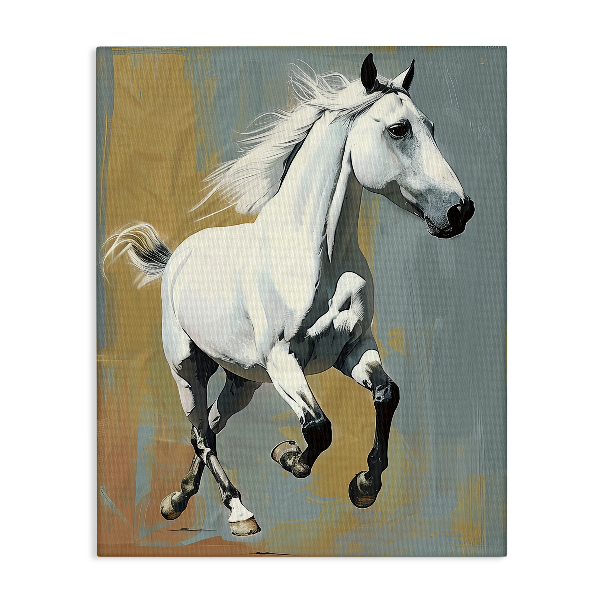 Stupell Industries Elegant Jumping Horse Animals Painting Wrapped Canvas Art Print Wall Art, 24 x 30