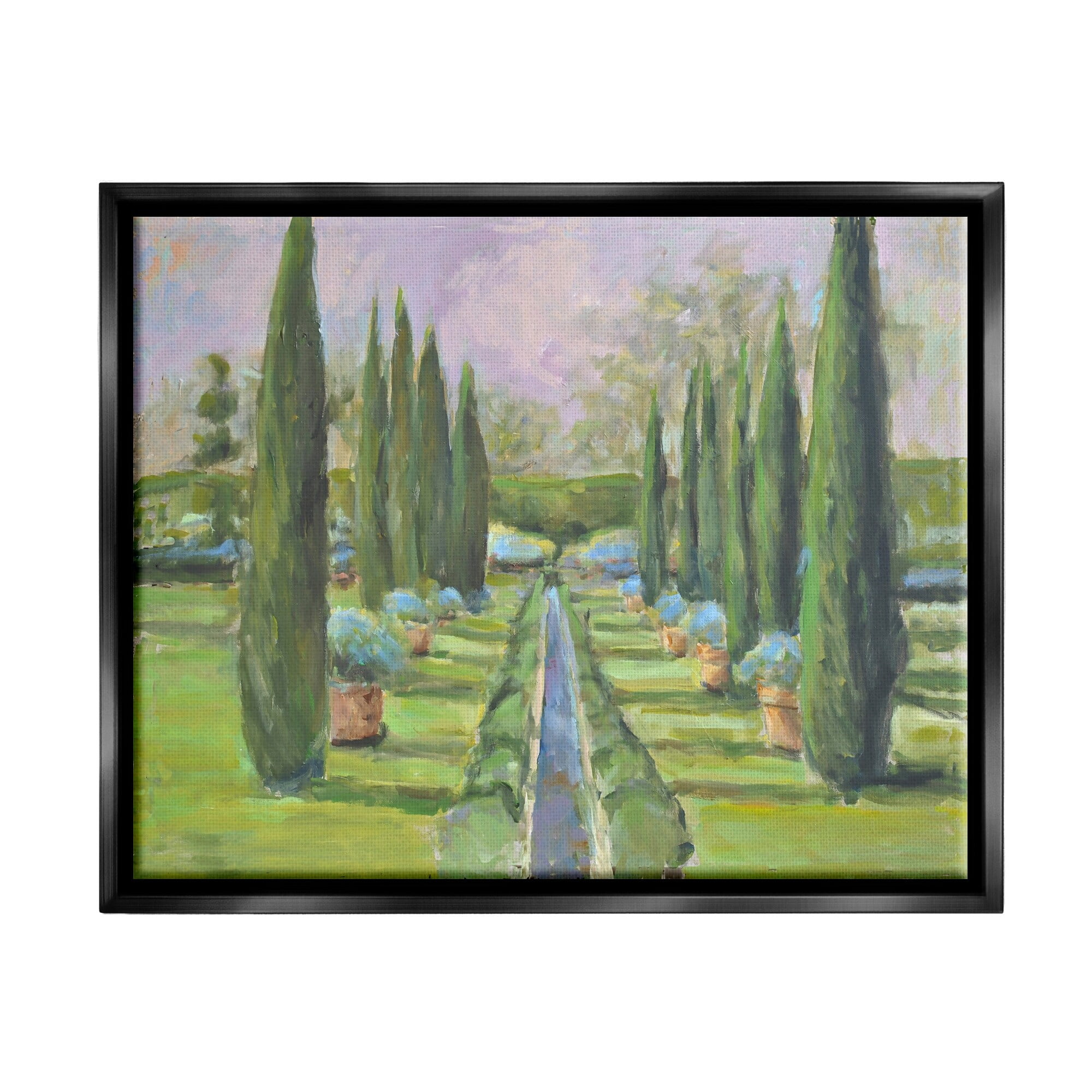 Stupell Industries Elegant Manicured Gardens Landscaped Topiary Greenery Painting Jet Black Floating Framed Canvas Print Wall Art, Design by Allayn Stevens