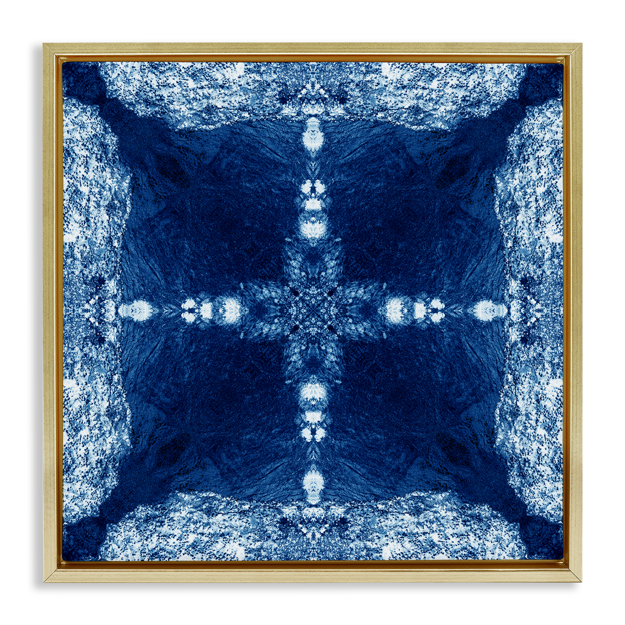 Stupell Industries Elegant Mosaic Style Pattern Abstract Painting Gold Floater Framed Canvas Art Print Wall Art, 18 x 18