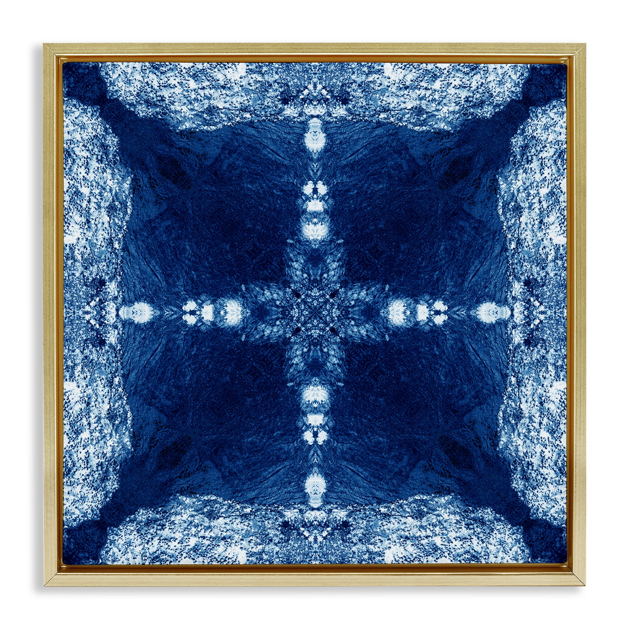 Stupell Industries Elegant Mosaic Style Pattern Abstract Painting Gold Floater Framed Canvas Art Print Wall Art, 25 x 25