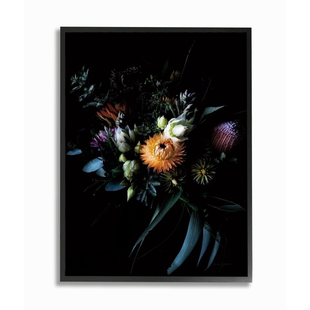 Stupell Industries Elegant Multi-Color Flower Bouquet Detail Photograph Framed Wall Art Design by Elise Catterall, 11" x 14", Black Framed
