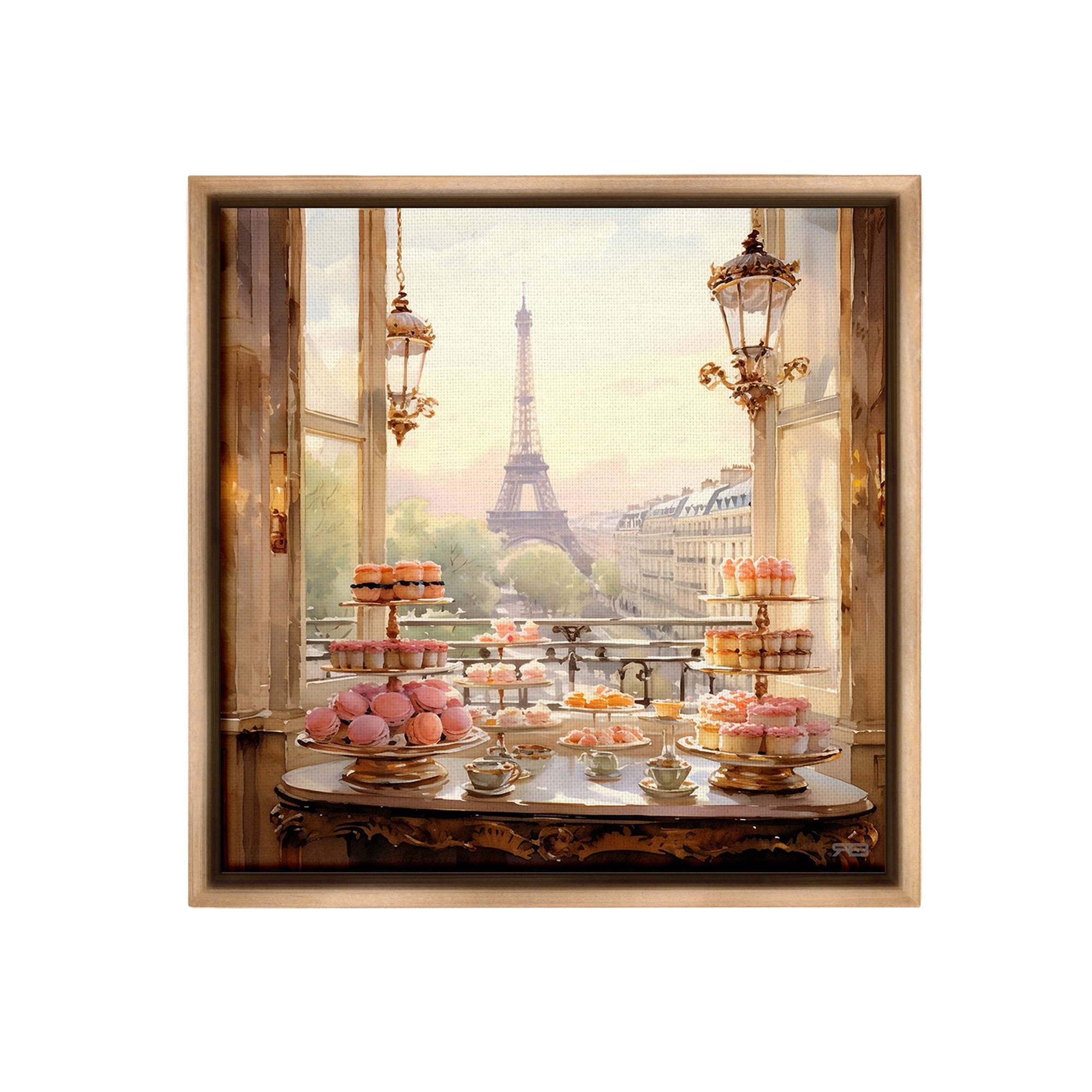 Stupell Industries Elegant Parisian Sweets View Food & Beverage Painting Brown Floater Framed Canvas Art Print Wall Art, 25 x 25