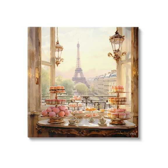 Stupell Industries Elegant Parisian Sweets View Food & Beverage Painting Gallery Wrapped Canvas Art Print Wall Art, 17 x 17