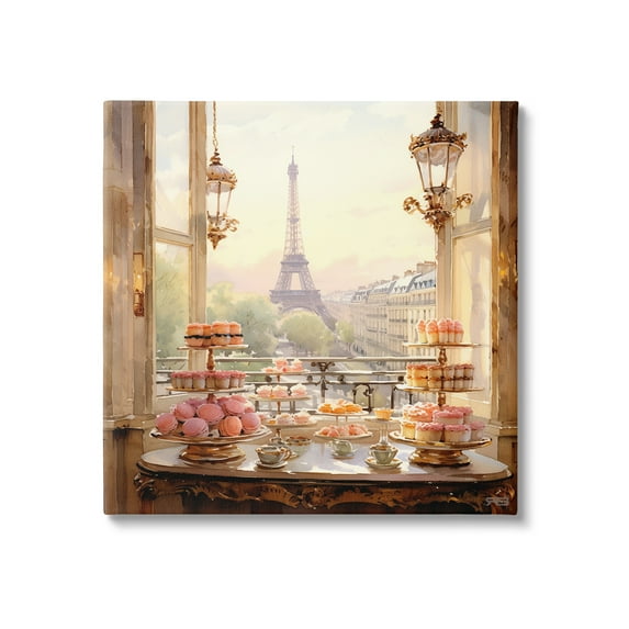 Stupell Industries Elegant Parisian Sweets View Food & Beverage Painting Gallery Wrapped Canvas Art Print Wall Art, 17 x 17
