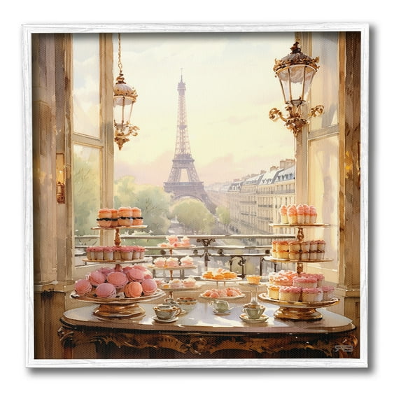 Stupell Industries Elegant Parisian Sweets View Food & Beverage Painting White Framed Art Print Wall Art, 12 x 12