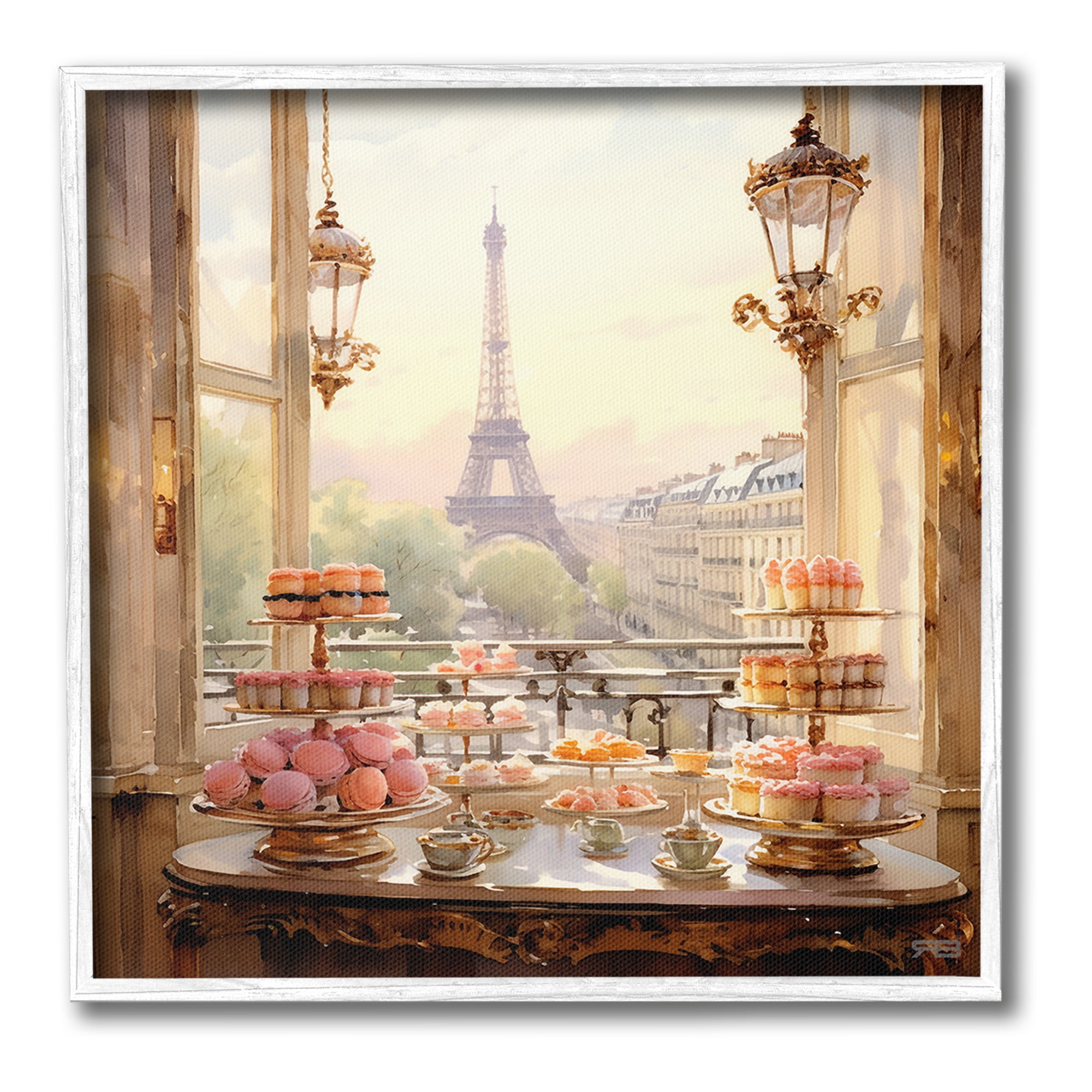 Stupell Industries Elegant Parisian Sweets View Food & Beverage Painting White Framed Art Print Wall Art, 17 x 17
