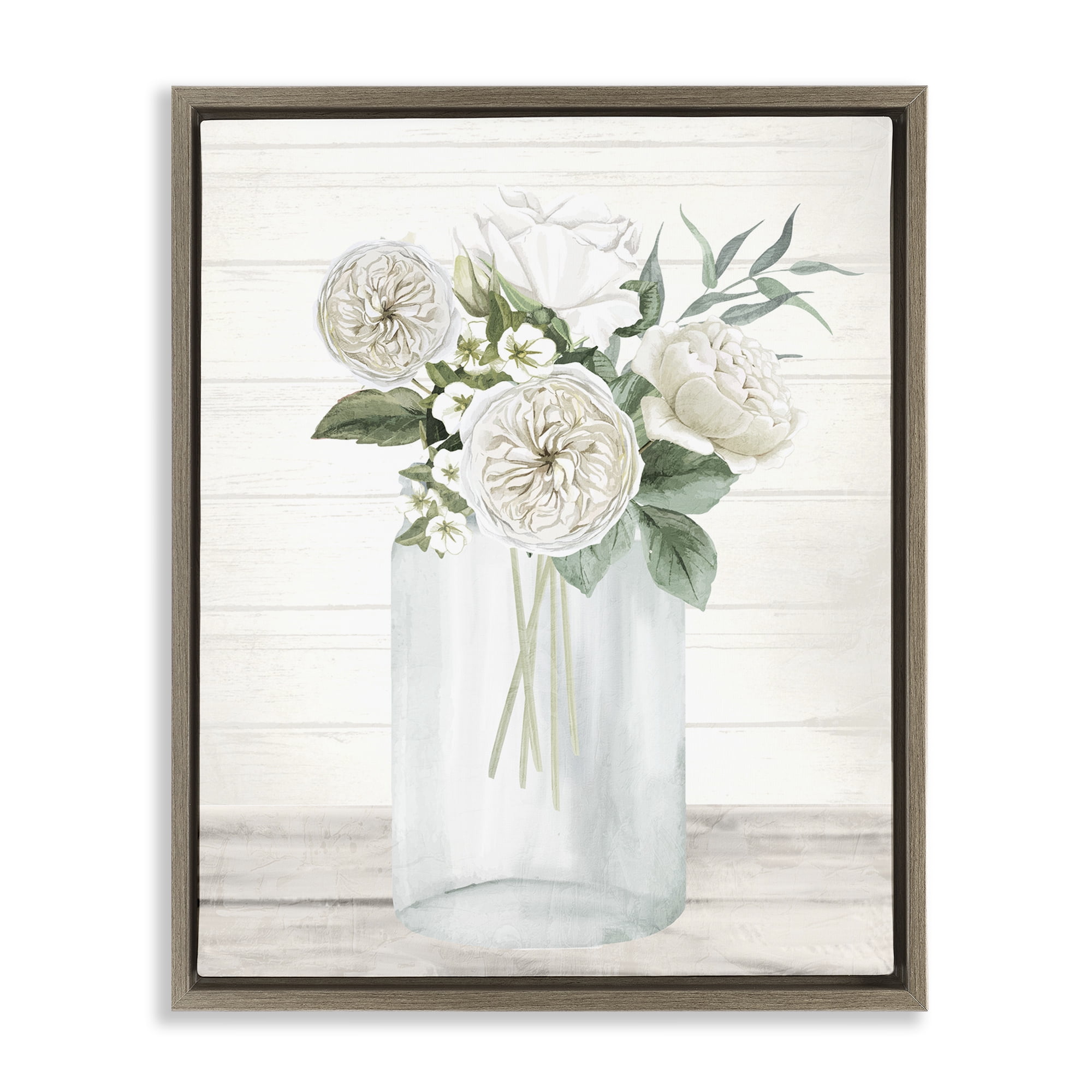 Stupell Industries Elegant Patience Bouquet Brown Framed Floater Canvas Wall Art, design by Kim Allen