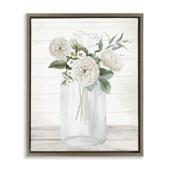 Stupell Industries French Country Elegant Patience Bouquet Brown Floating Frame Canvas Art, 25 x 31, by Kim Allen