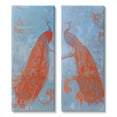 thumbnail image 1 of Stupell Industries Elegant Peacock Feathers Forest Bird Blue Orange Canvas Wall Art Design by Jennifer Goldberger, 2 Piece, 13" x 30", 1 of 6